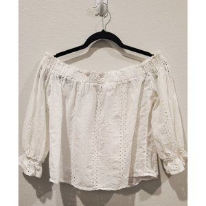MARCI White Eyelet Off Shoulder Top